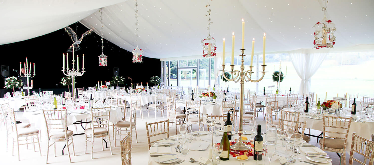 Inside one of many capri wedding marquee tents event before the big day in Bracknell and Berkshire