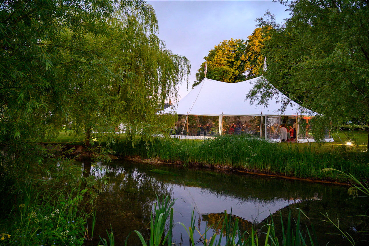 Marquee erected next to a river