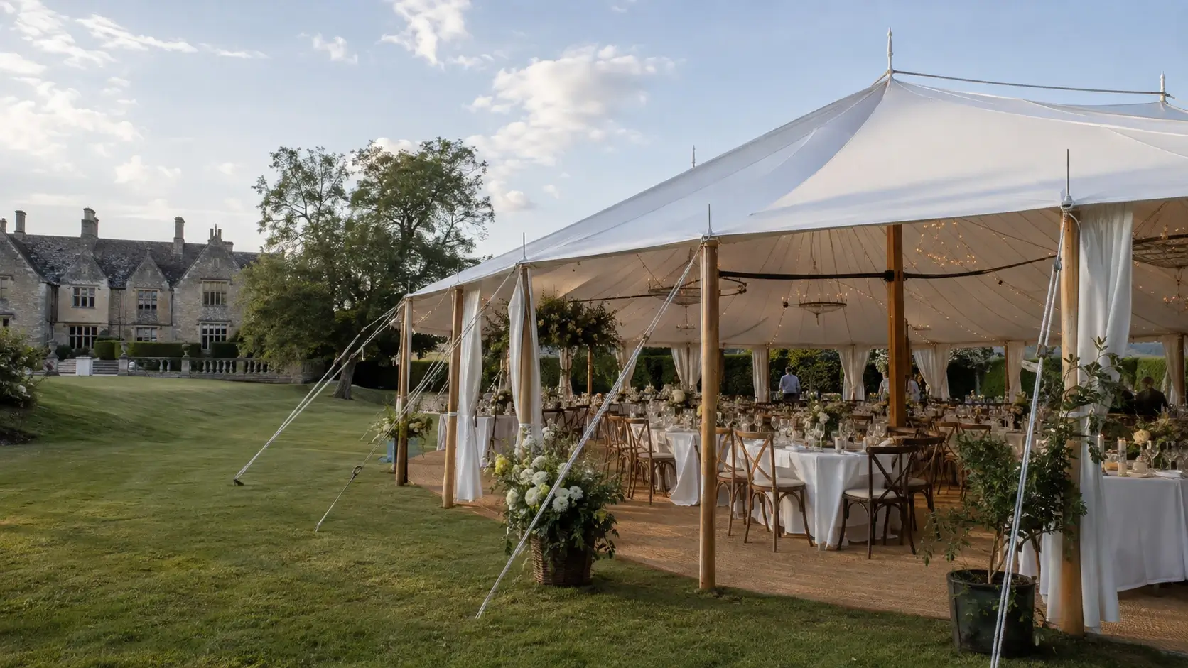 Luxury sailcloth marquee wedding in the English countryside